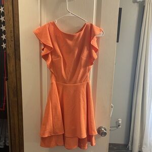 Elegant Orange Ruffle Dress